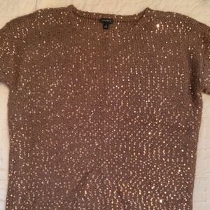 Ann Taylor Women's Gold Holiday Sequin Sweater - M